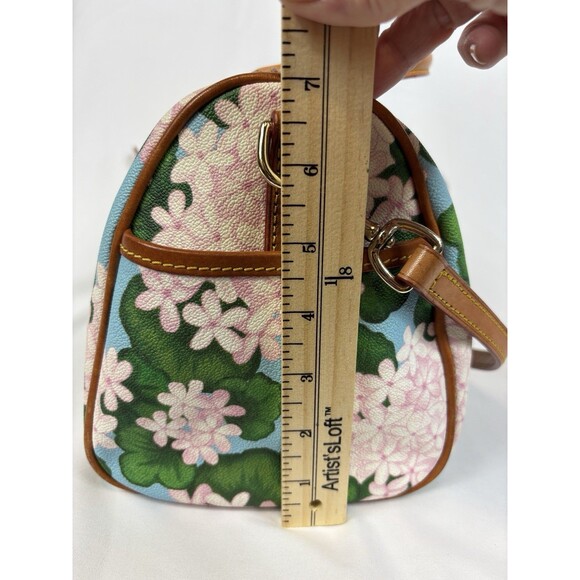 Dooney & Bourke Satchel Bag Shoulder Pink Blue Green Floral Hydrangea Print - Picture 7 of 14